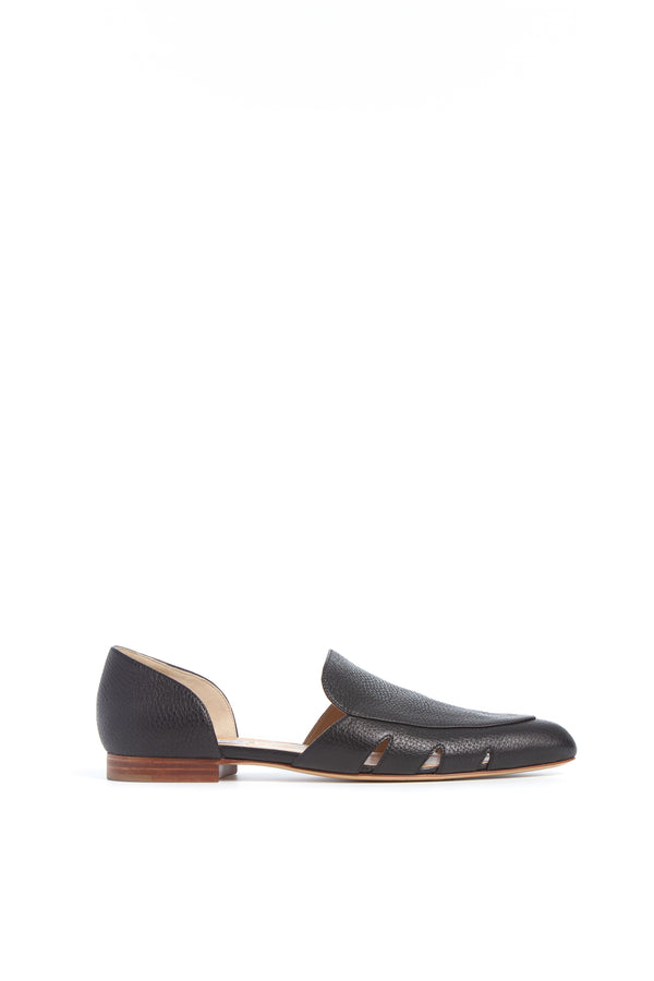 gabriela hearst Rory Flat Shoe in Black Textured Leather