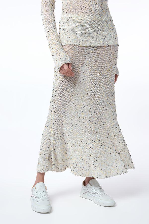Gabriela Hearst Sabine Knit Maxi Skirt In Ivory Multi Beaded Cashmere