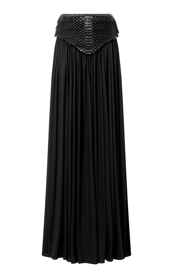 gabriela hearst Selah Maxi Skirt in Black Leather Snake Scales