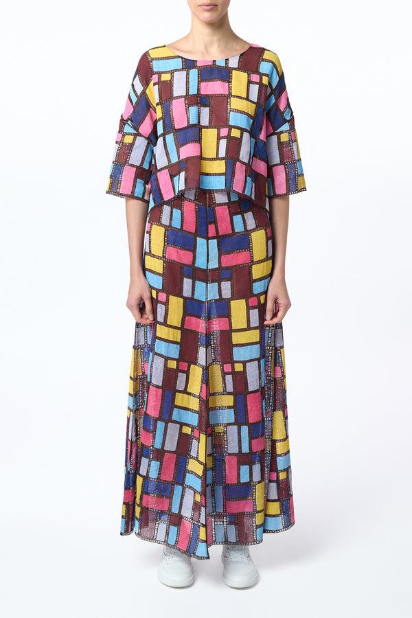 Gabriela Hearst Selma Patchwork Embroidered Maxi Skirt In Aurora Multi Linen