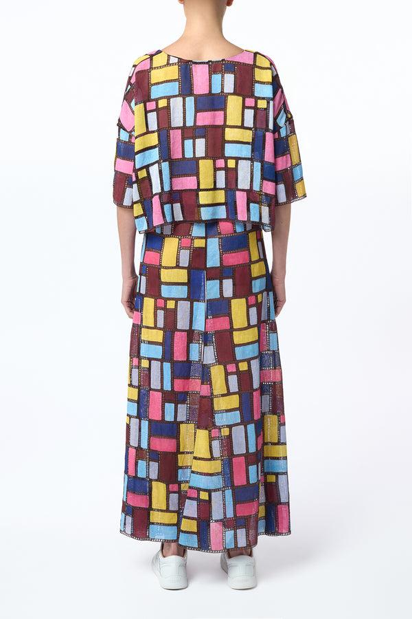 Gabriela Hearst Selma Patchwork Embroidered Maxi Skirt In Aurora Multi Linen