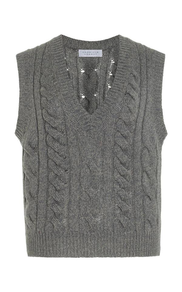 gabriela hearst Selsey Knit Top in Dark Grey Multi Cashmere