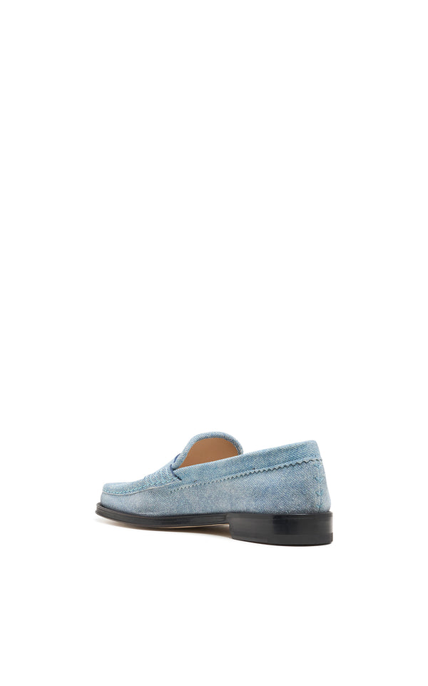 Gabriela Hearst Seren Loafer In Light Blue Suede Denim