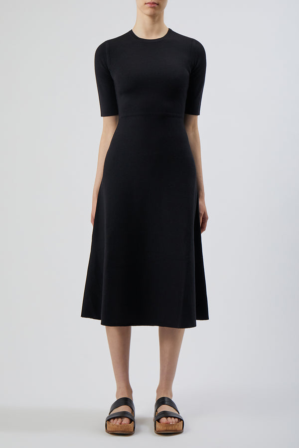Gabriela Hearst Seymore Knit Midi Dress In Black Merino Wool Cashmere