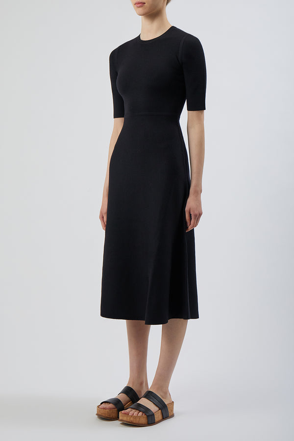 Gabriela Hearst Seymore Knit Midi Dress In Black Merino Wool Cashmere