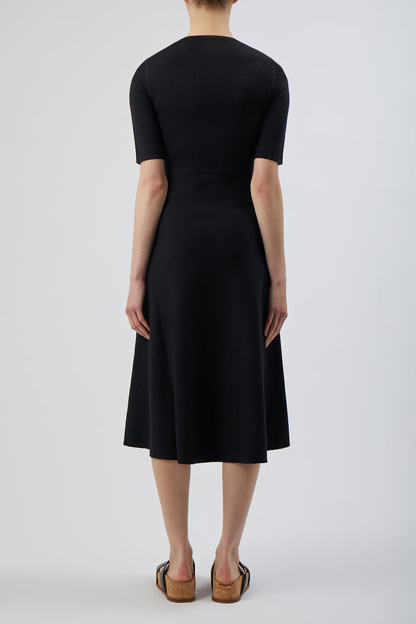 Gabriela Hearst Seymore Knit Midi Dress In Black Merino Wool Cashmere