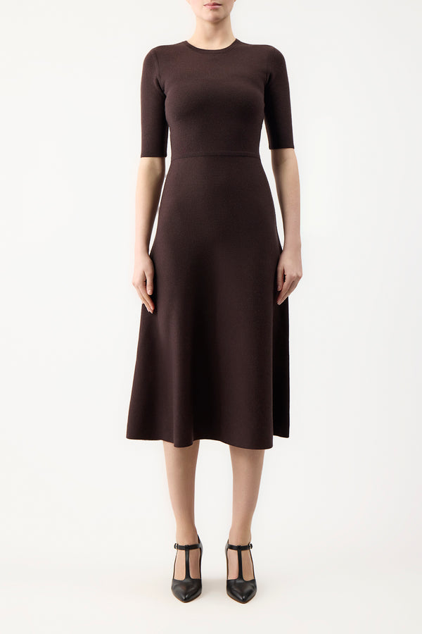 Gabriela Hearst Seymore Knit Midi Dress In Chocolate Merino Wool Cashmere
