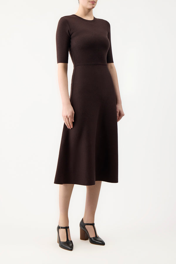 Gabriela Hearst Seymore Knit Midi Dress In Chocolate Merino Wool Cashmere