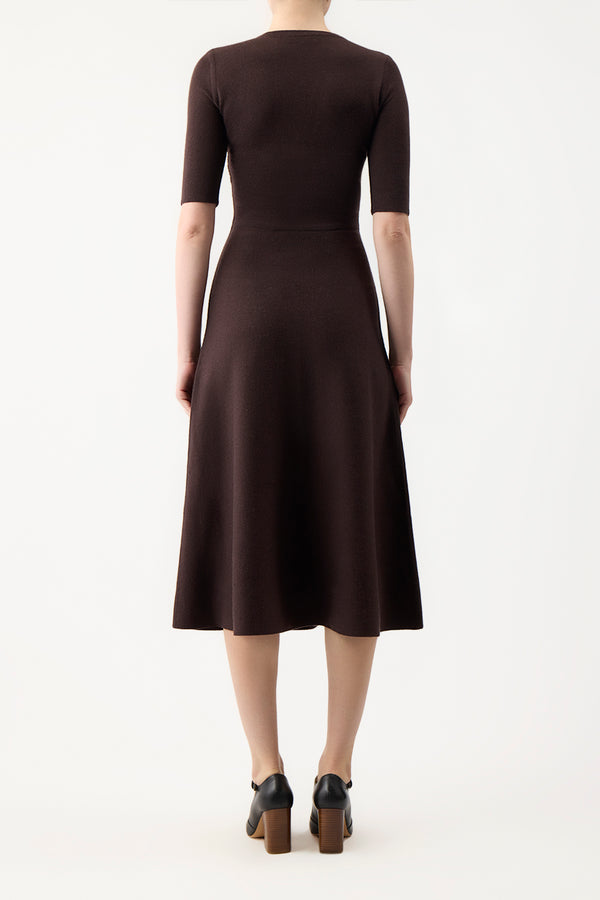 Gabriela Hearst Seymore Knit Midi Dress In Chocolate Merino Wool Cashmere