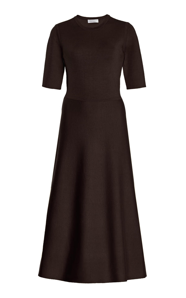 gabriela hearst Seymore Knit Midi Dress in Chocolate Merino Wool Cashmere