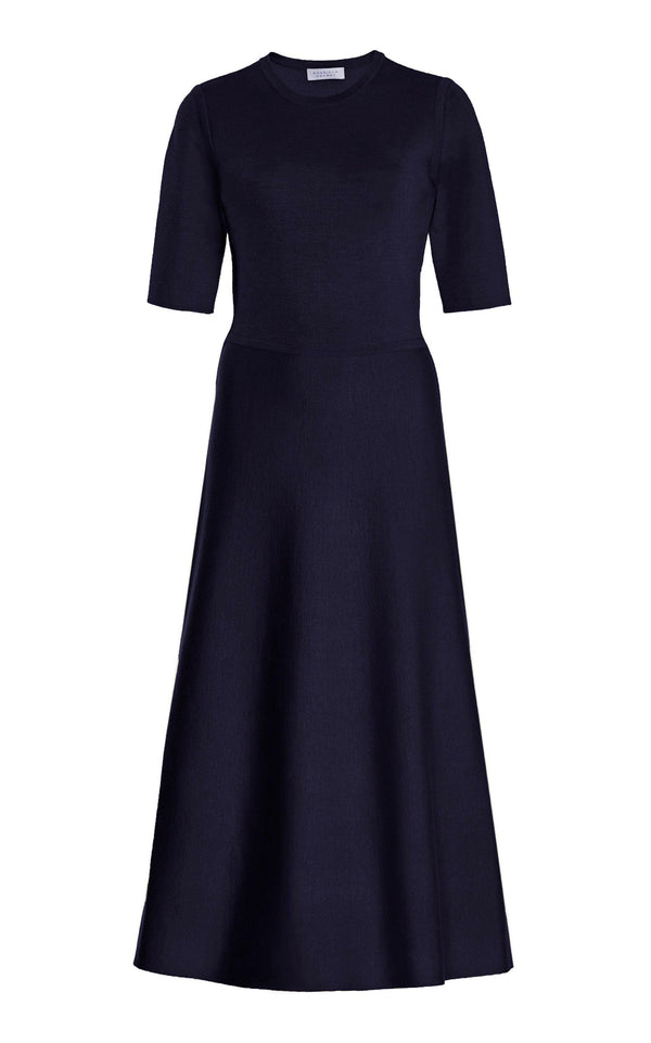 gabriela hearst Seymore Knit Midi Dress in Dark Navy Merino Wool Cashmere