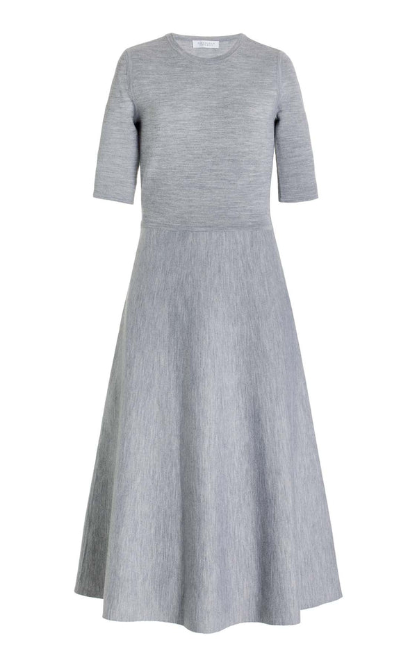 gabriela hearst Seymore Knit Midi Dress in Heather Grey Merino Wool Cashmere