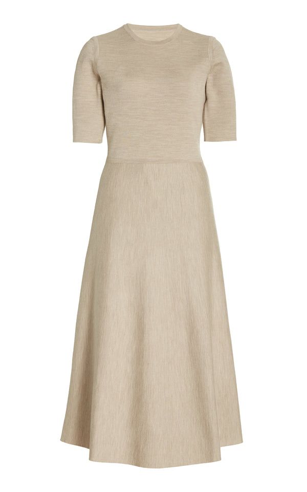 gabriela hearst Seymore Knit Midi Dress in Oatmeal Merino Wool Cashmere