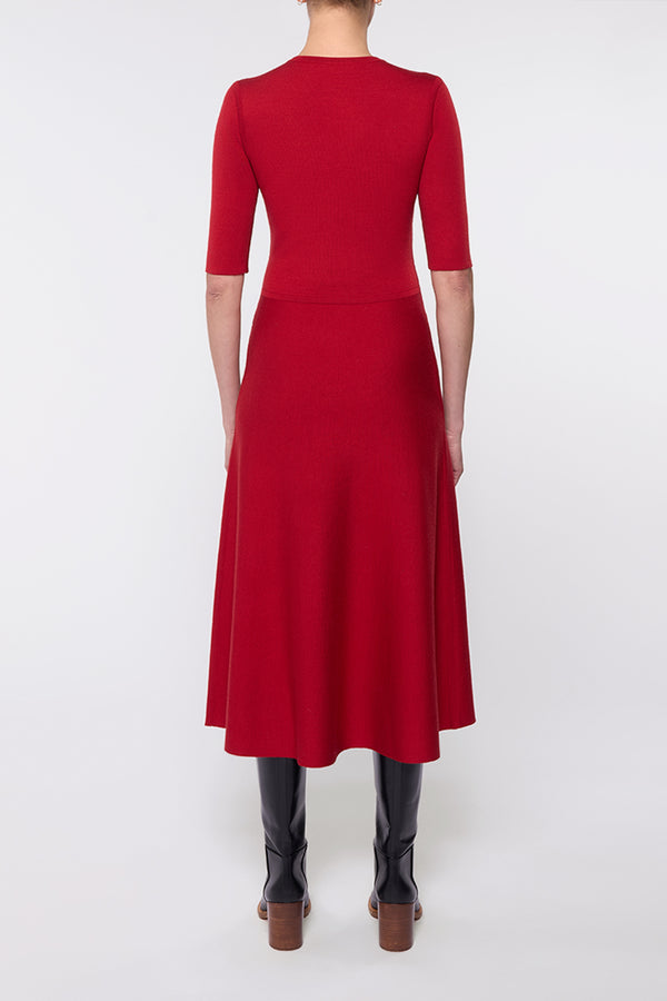 Gabriela Hearst Seymore Knit Midi Dress In Scarlet Red Merino Wool Cashmere