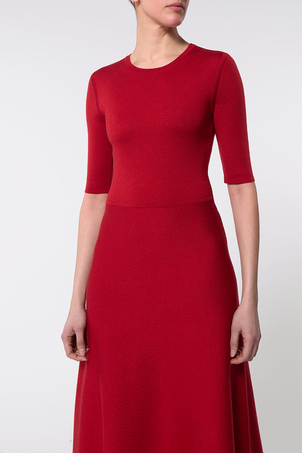 Gabriela Hearst Seymore Knit Midi Dress In Scarlet Red Merino Wool Cashmere