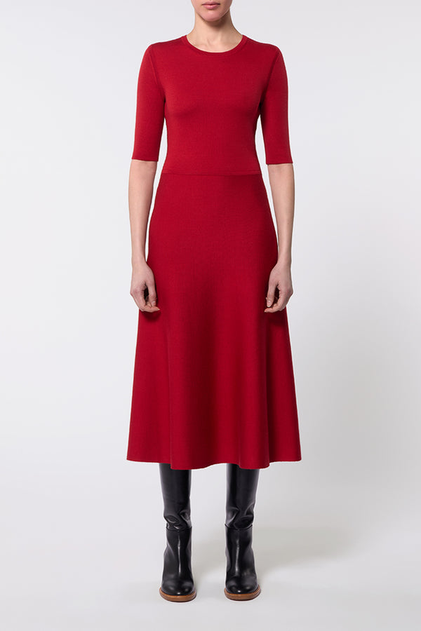 Gabriela Hearst Seymore Knit Midi Dress In Scarlet Red Merino Wool Cashmere
