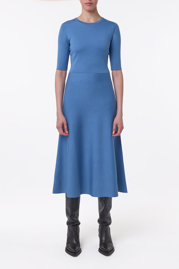 Gabriela Hearst Seymore Knit Midi Dress In Sky Merino Wool Cashmere