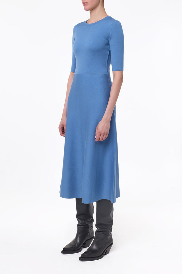 Gabriela Hearst Seymore Knit Midi Dress In Sky Merino Wool Cashmere