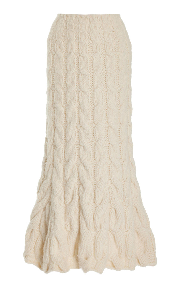 gabriela hearst Sienna Knit Maxi Skirt in Ivory Welfat Cashmere