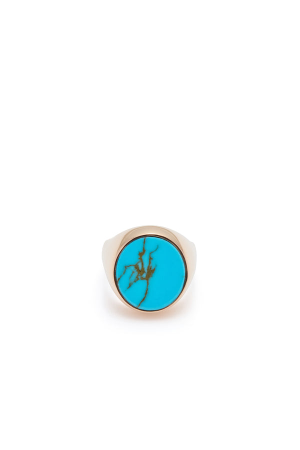 Gabriela Hearst Signet Ring In 18K Rose Gold & Turquoise Stone With Blue Sapphire