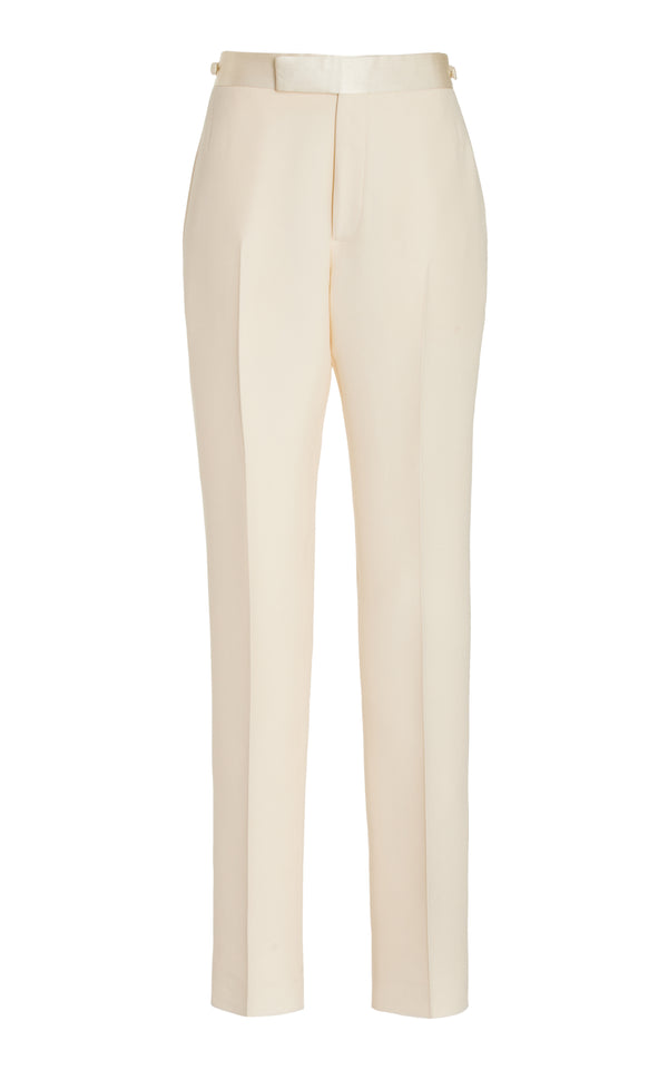 Gabriela Hearst Simons Pant In Ivory Wool Silk Cady