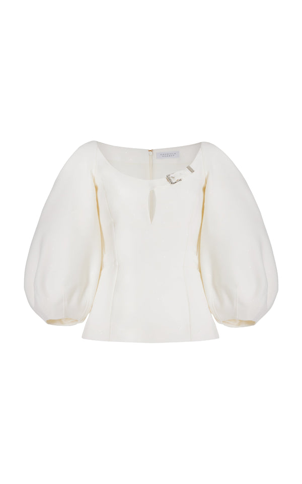 gabriela hearst Siro Sequin Top in Ivory Virgin Wool
