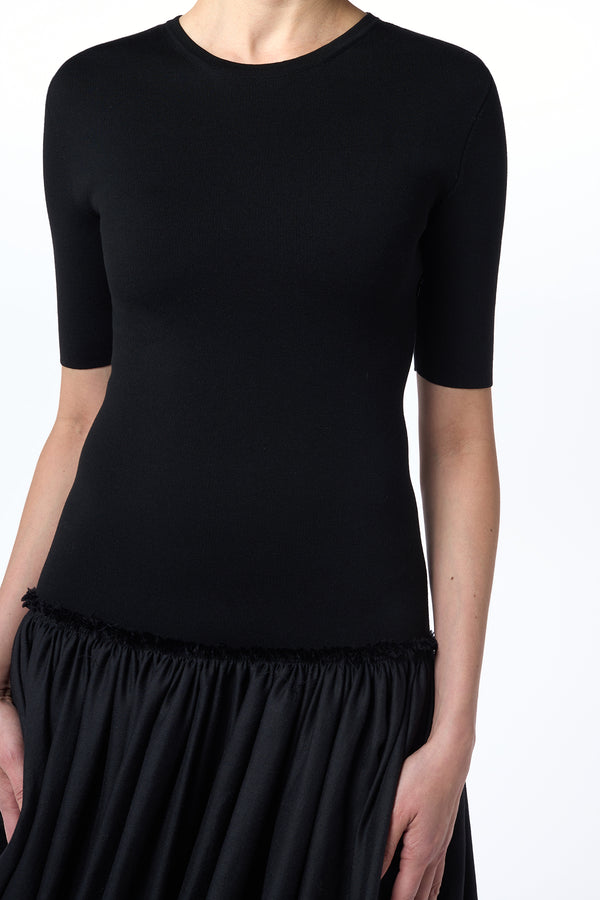 Gabriela Hearst Sirona Pleated Maxi Dress In Black Virgin Wool Silk With Linen