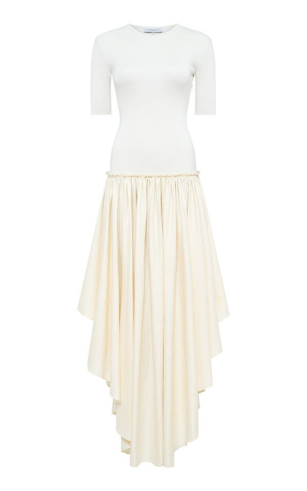 gabriela hearst Sirona Pleated Maxi Dress in Ivory Virgin Wool Silk with Linen