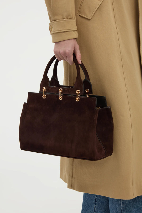 Gabriela Hearst Small Amethyst Bag In Dark Brown Suede