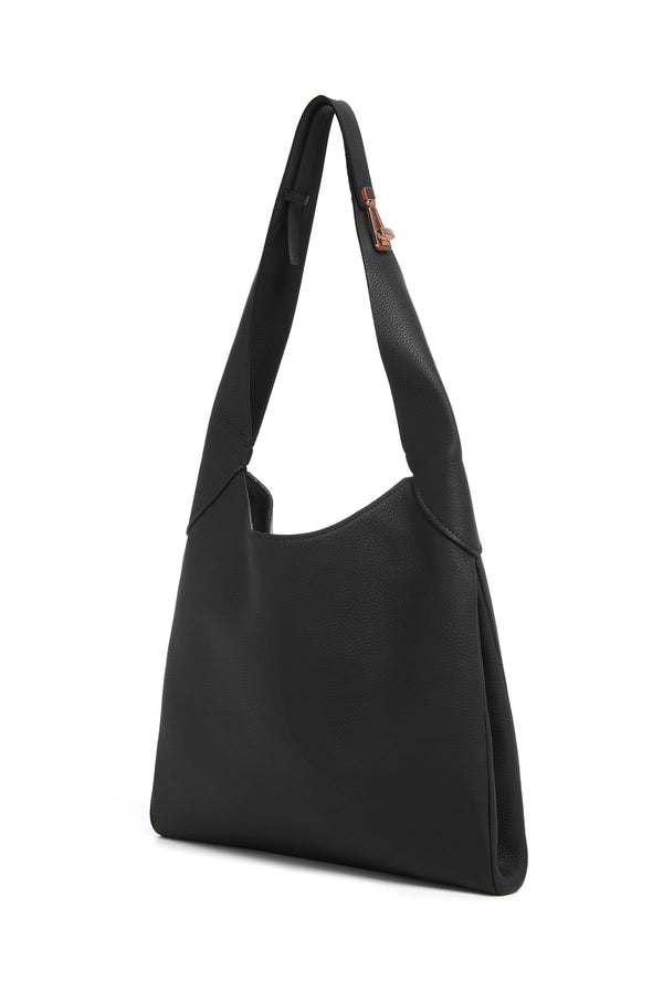Gabriela Hearst Small Hobo Bag In Black Textured Nappa Leather
