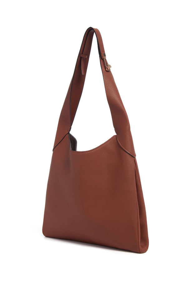 Gabriela Hearst Small Hobo Bag In Cognac Textured Nappa Leather