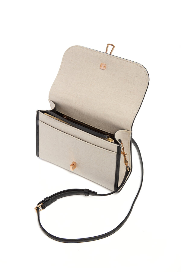 Gabriela Hearst Small Leonora Flap Bag In Beige Linen
