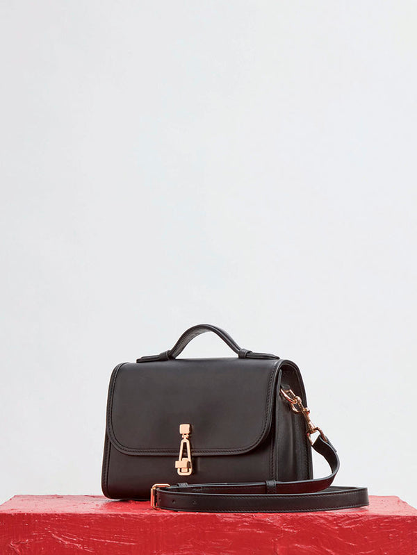 Gabriela Hearst Small Leonora Flap Bag In Black Leather
