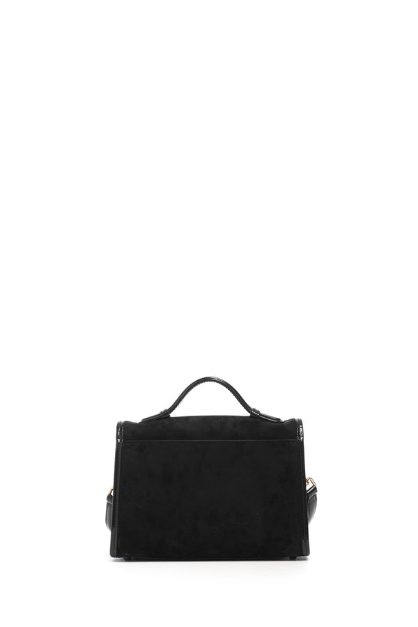 Gabriela Hearst Small Leonora Flap Bag In Black Suede