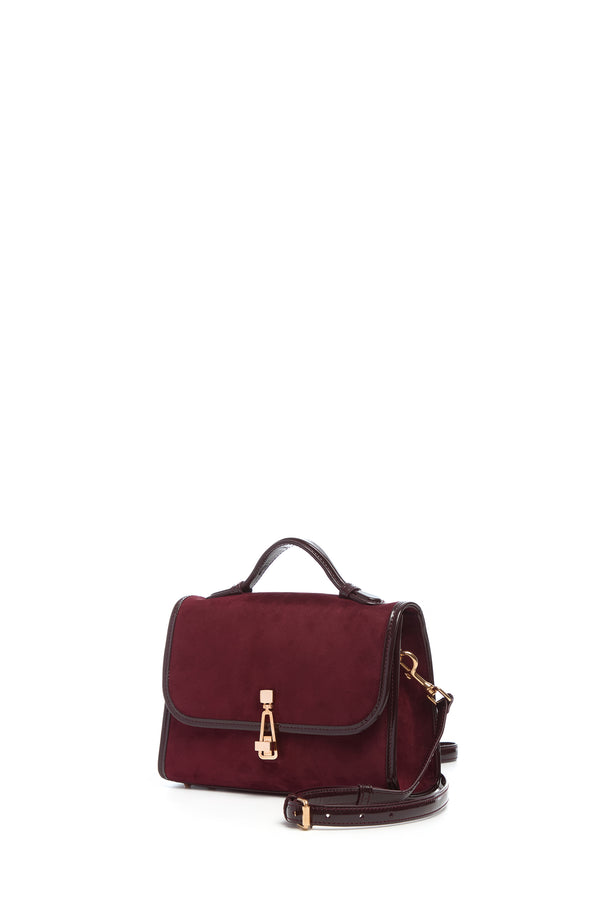 Gabriela Hearst Small Leonora Flap Bag In Bordeaux Suede