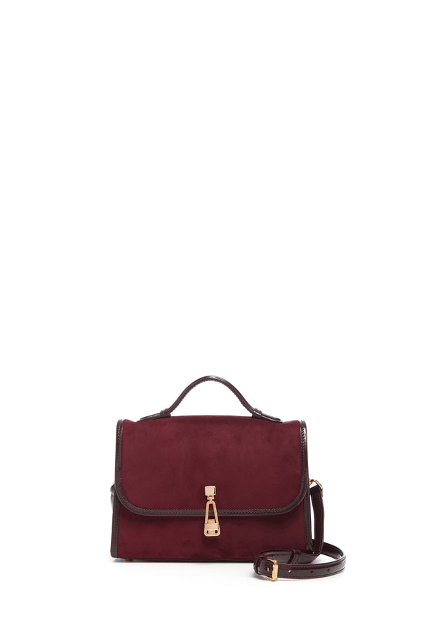 gabriela hearst Small Leonora Flap Bag in Bordeaux Suede