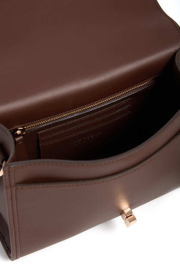 Gabriela Hearst Small Leonora Flap Bag In Chocolate Leather