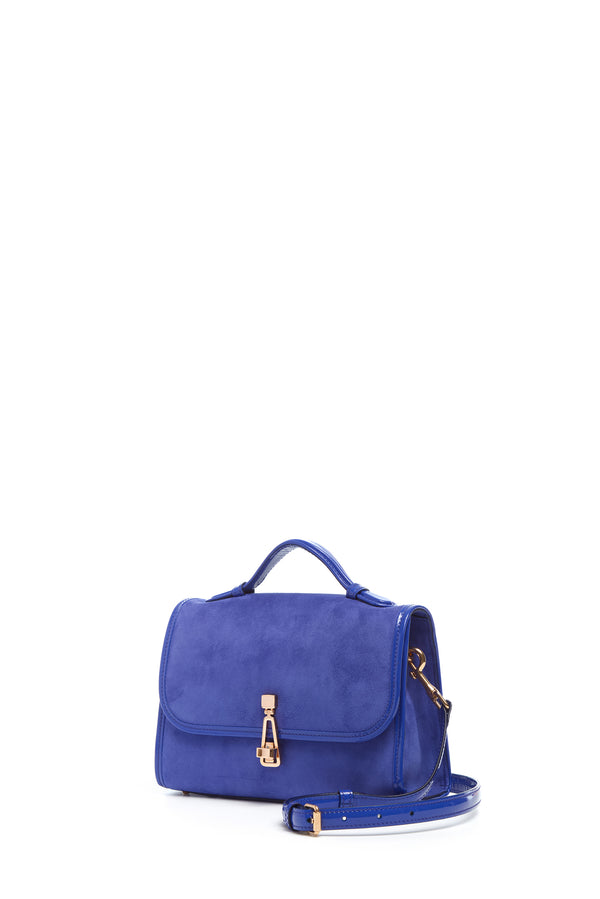 Gabriela Hearst Small Leonora Flap Bag In Cobalt Suede