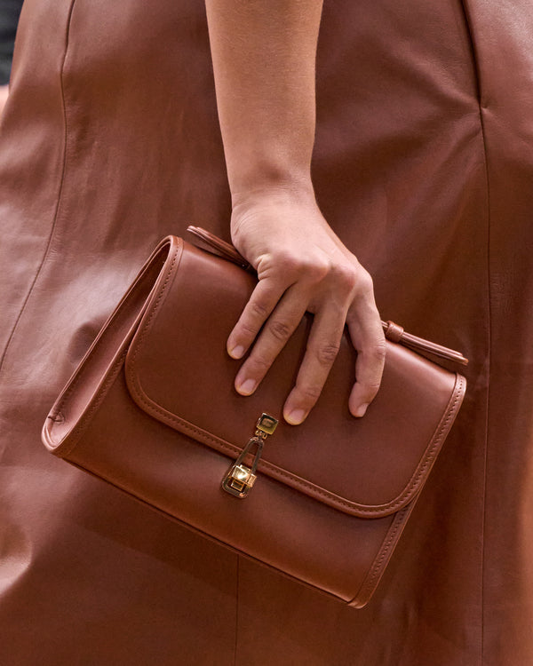 Gabriela Hearst Small Leonora Flap Bag In Cognac Leather