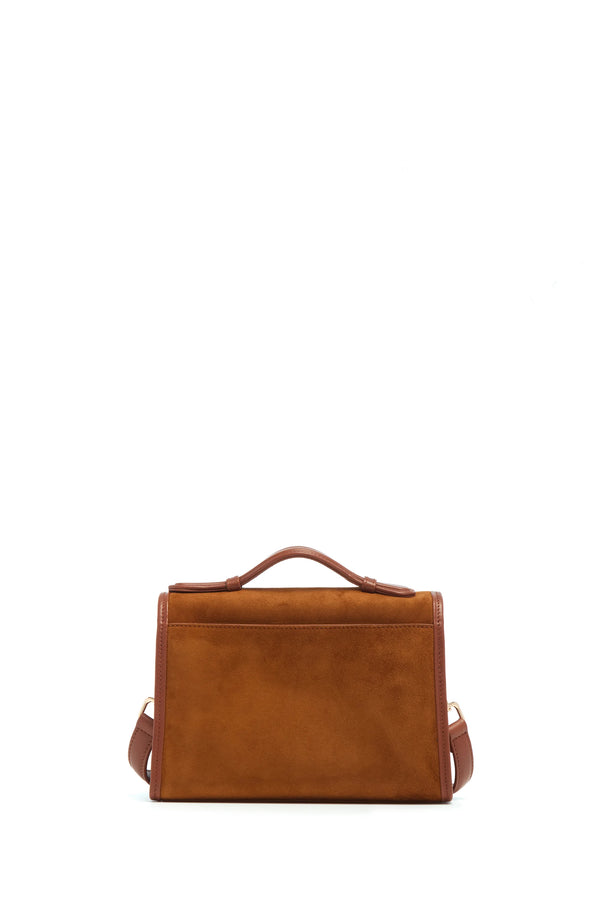 Gabriela Hearst Small Leonora Flap Bag In Cognac Suede