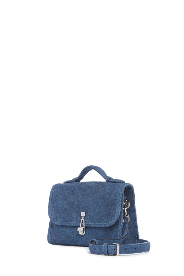 Gabriela Hearst Small Leonora In Medium Blue Suede Denim