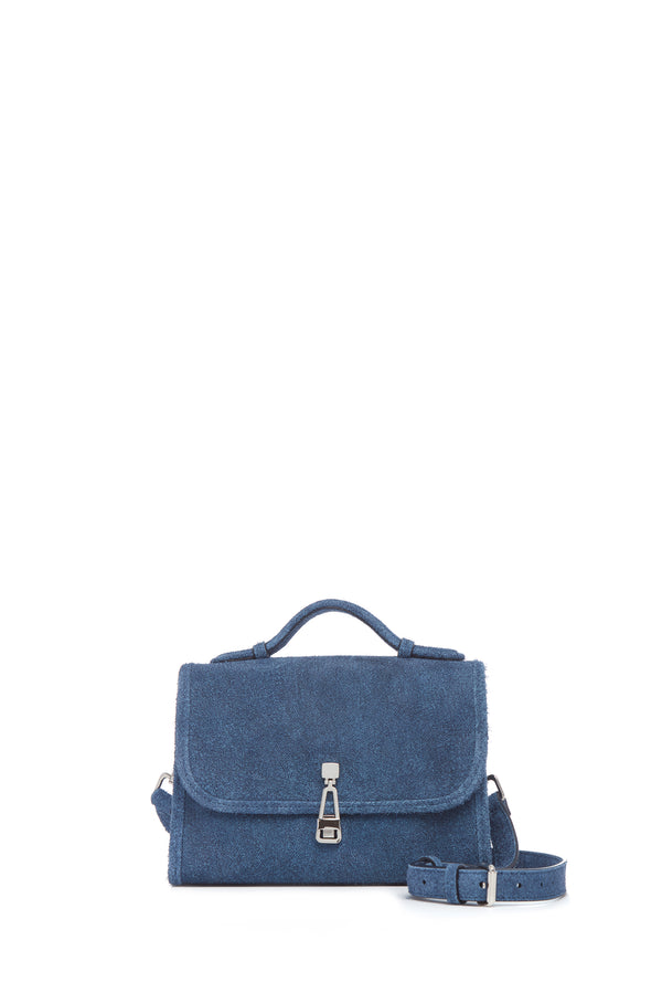 Gabriela Hearst Small Leonora In Medium Blue Suede Denim