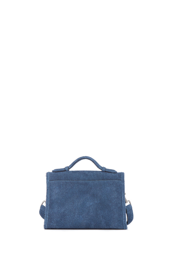 Gabriela Hearst Small Leonora In Medium Blue Suede Denim