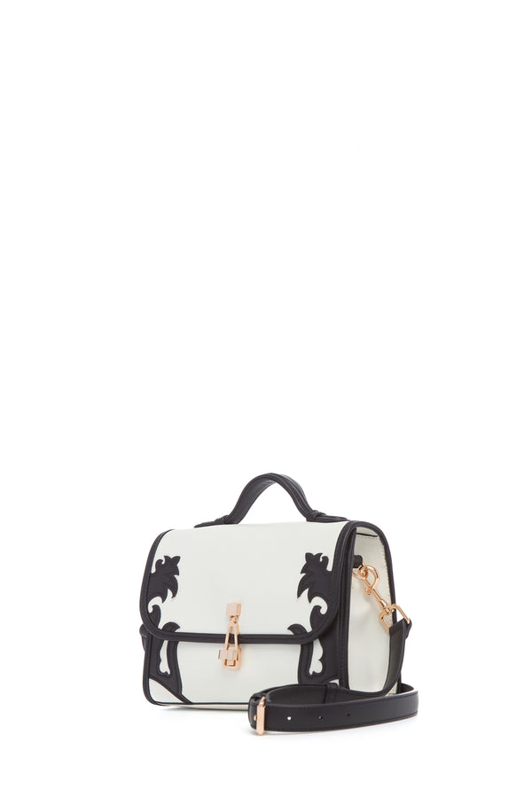 Gabriela Hearst Small Leonora Western Flap Bag In Black & Ivory Leather