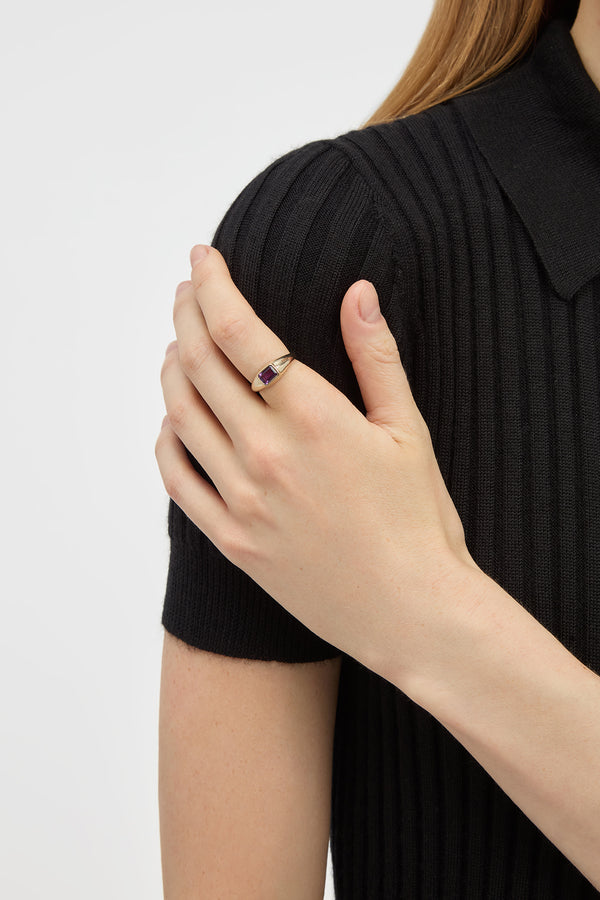 Gabriela Hearst Small Ring In 18K Yellow Gold & Amethyst Stone