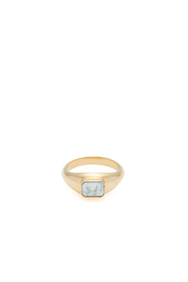 Gabriela Hearst Small Ring In 18K Yellow Gold & Howlite Stone