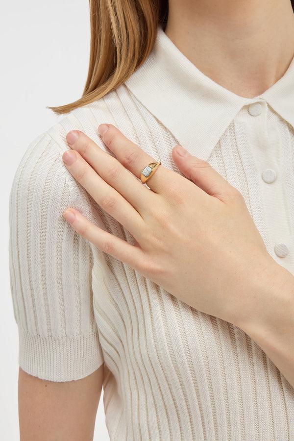 Gabriela Hearst Small Ring In 18K Yellow Gold & Howlite Stone