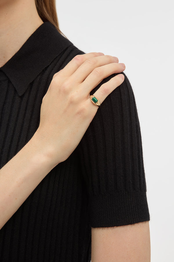 Gabriela Hearst Small Ring In 18K Yellow Gold & Malachite Stone