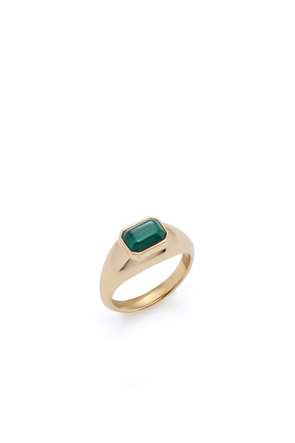 Gabriela Hearst Small Ring In 18K Yellow Gold & Malachite Stone
