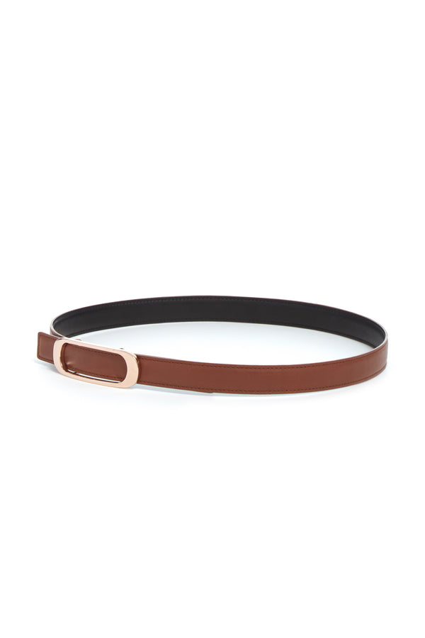 Gabriela Hearst Small Timon Reversible Belt In Cognac & Black Leather
